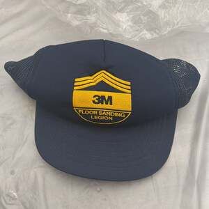 Vintage 3M Stikit Products Trucker Hat Snapback Yellow Mesh Foam Cap